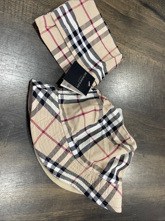 Burberry Accessories - Burberry Tan Plaid Bucket Hat with Black and Red Accents